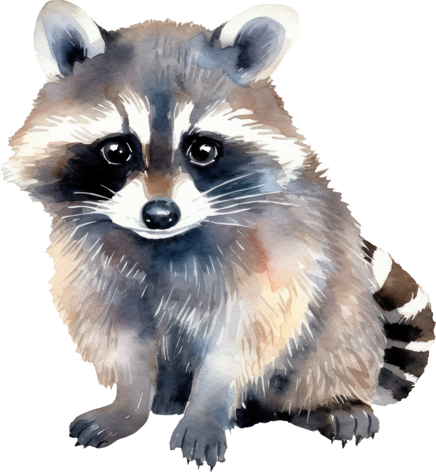 Raccoon Watercolor Illustration